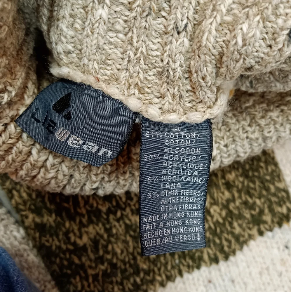 Lizwear Vintage Slub & Marled Yarn Cotton Blend Oversized Turtleneck Sweater
